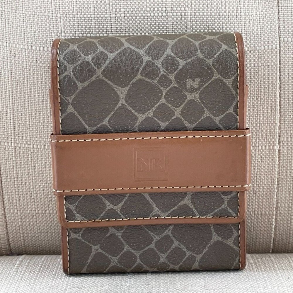Nina Ricci Vintage Cigarette case/Card case Brown Signature Leather Case